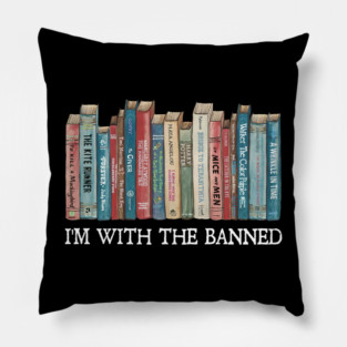 Retro I'm With The Banned, Banned Books, Reading, Librarian Pillow