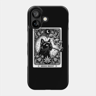 Smoke Meowt Stoner Weed Tarot Card Witchy Black Cat Cannabis Phone Case