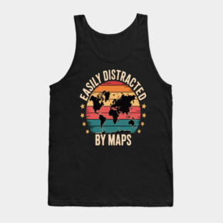 Easily Distracted By Maps Geography Tank Top