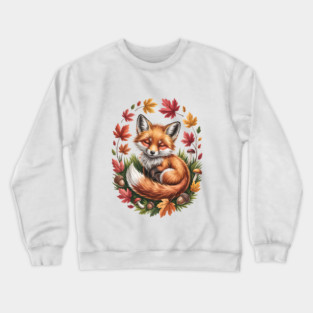 Peaceful Autumn Fox in Woodland Setting Crewneck Sweatshirt