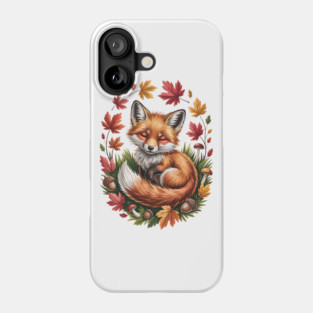 Peaceful Autumn Fox in Woodland Setting Phone Case
