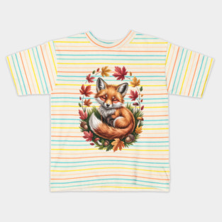 Peaceful Autumn Fox in Woodland Setting Kids T-Shirt