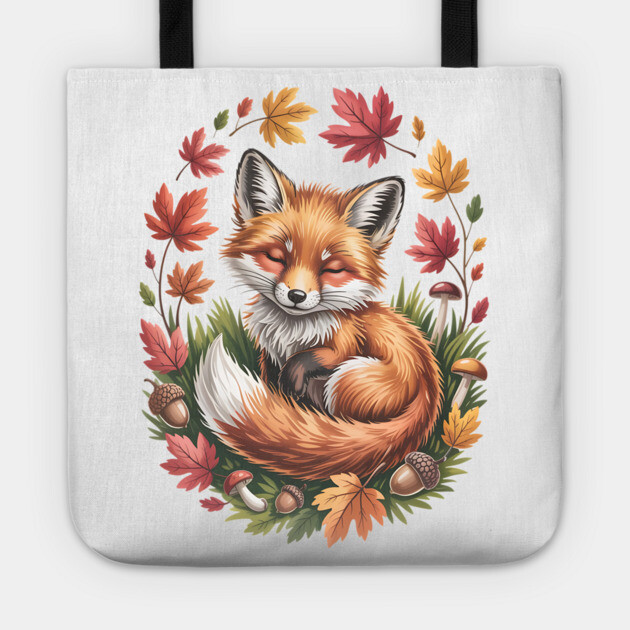 Peaceful Autumn Fox in Woodland Setting Tote by BirdsnStuff
