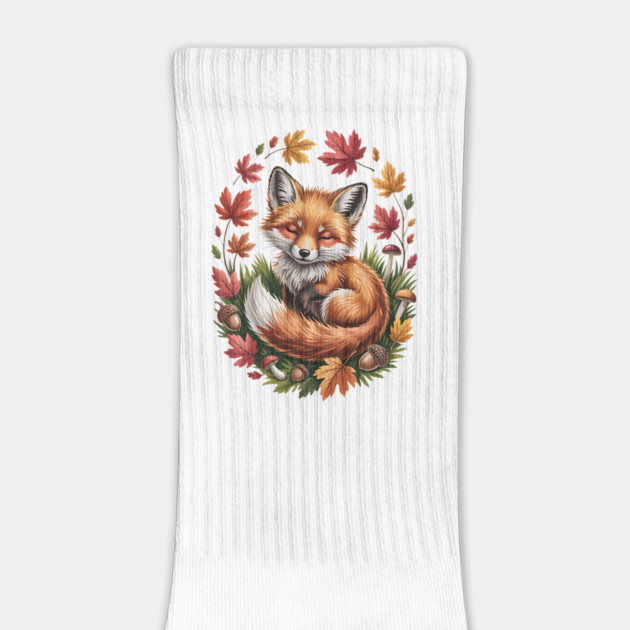 Peaceful Autumn Fox in Woodland Setting by BirdsnStuff