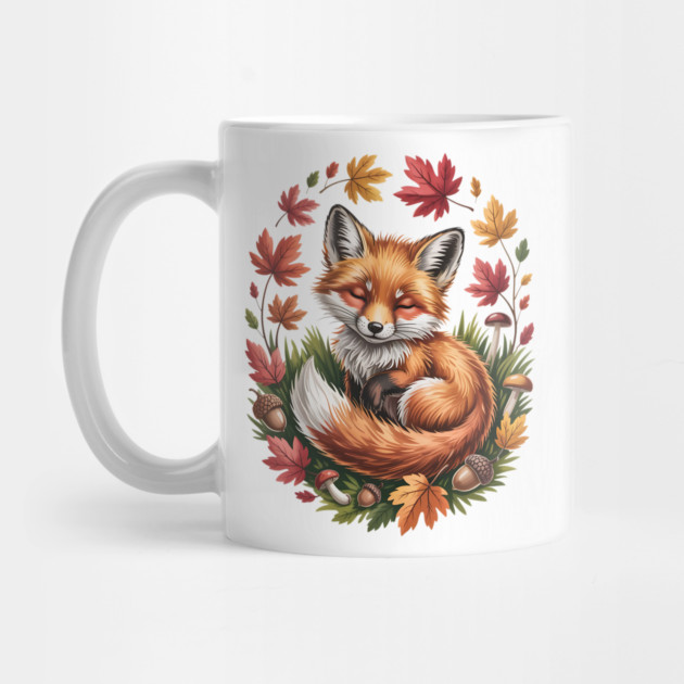 Peaceful Autumn Fox in Woodland Setting by BirdsnStuff