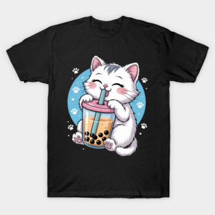 Cat Boba Tea Bubble Tea Anime Kawaii Neko T-Shirt