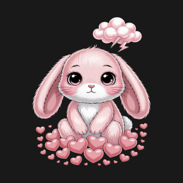 Sad Rabbit with Heart - Sad Rabbit With Heart - T-Shirt | TeePublic