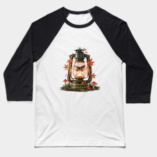 Vintage Lantern with Butterfly and Autumn Leaves Baseball T-Shirt