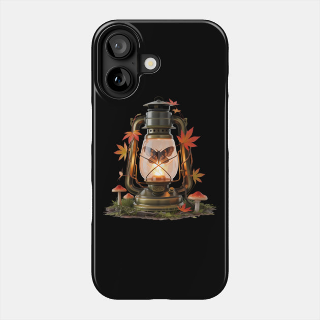 Vintage Lantern with Butterfly and Autumn Leaves Phone Case by BirdsnStuff