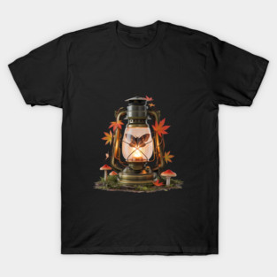 Vintage Lantern with Butterfly and Autumn Leaves T-Shirt