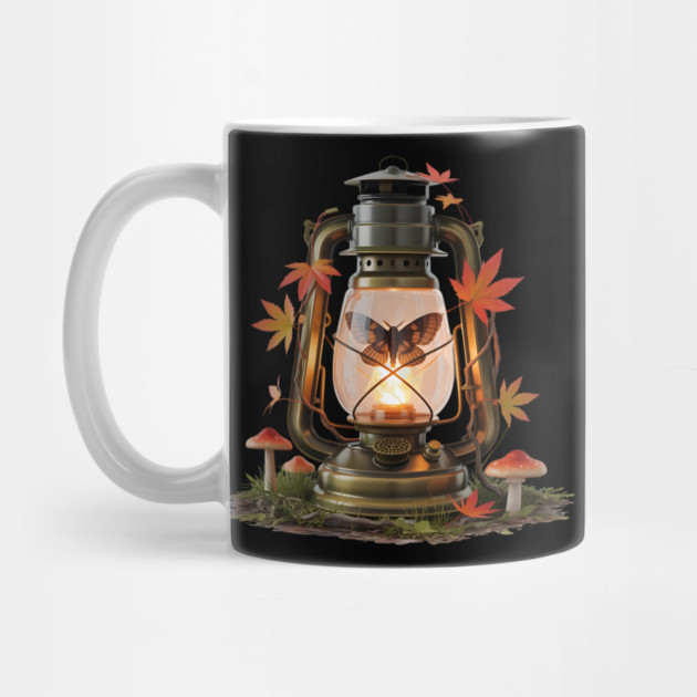 Vintage Lantern with Butterfly and Autumn Leaves by BirdsnStuff