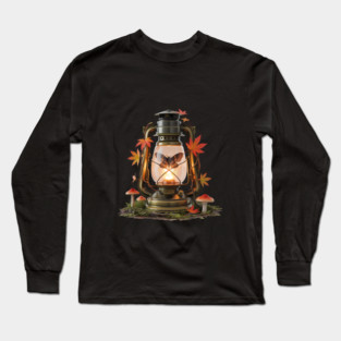 Vintage Lantern with Butterfly and Autumn Leaves Long Sleeve T-Shirt