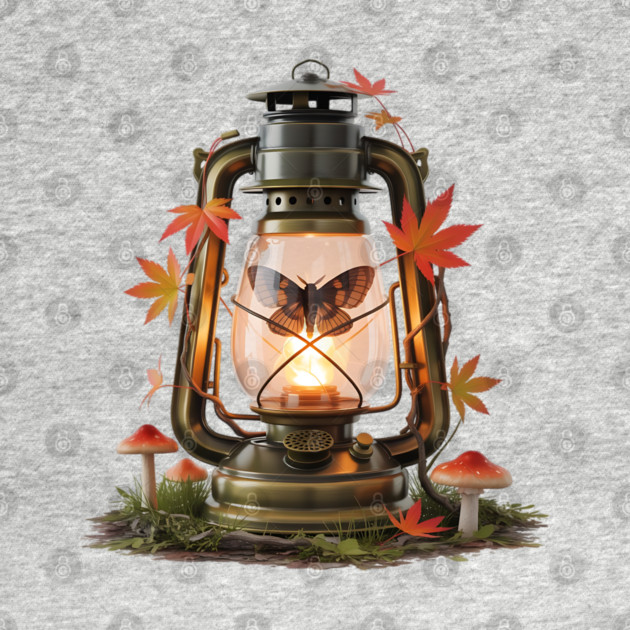 Vintage Lantern with Butterfly and Autumn Leaves by BirdsnStuff
