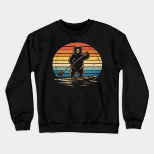 Paddle Boarding Bear SUP Stand Up Paddle Board Crewneck Sweatshirt