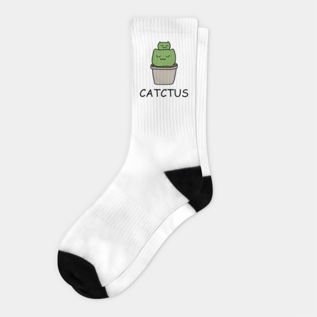Catctus Cute Funny Cactus Cat Plant Socks by logiamerch