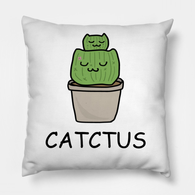 Catctus Cute Funny Cactus Cat Plant Pillow by logiamerch