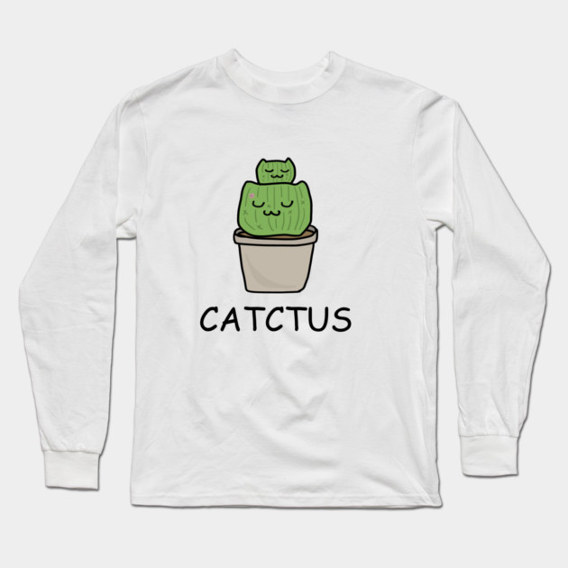 Catctus Cute Funny Cactus Cat Plant Long Sleeve T-Shirt by logiamerch