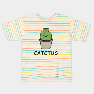 Catctus Cute Funny Cactus Cat Plant Kids T-Shirt