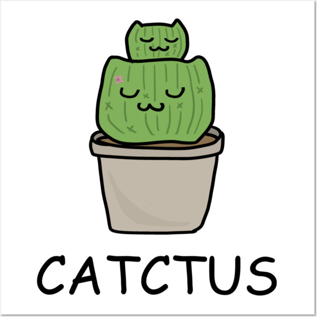 Catctus Cute Funny Cactus Cat Plant Wall Art by logiamerch