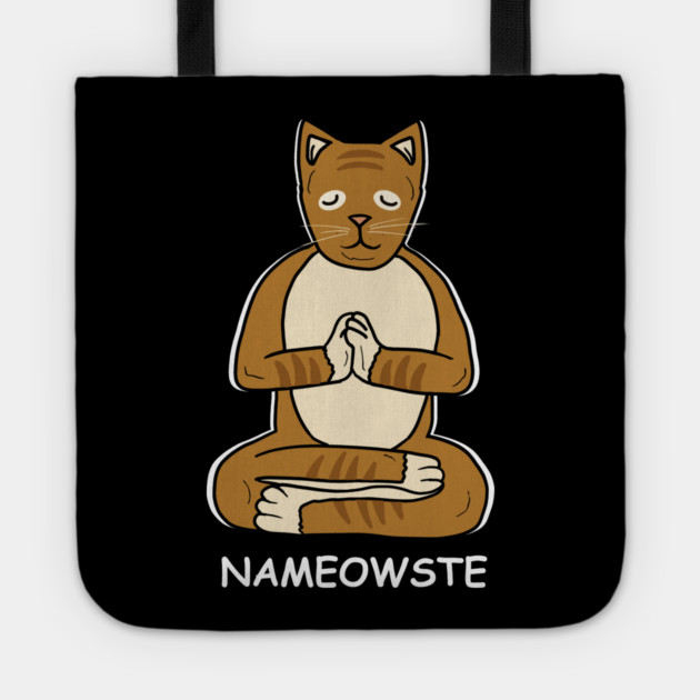 Nameowste Cat Meditation Yoga Cat Lover Namsate Tote by logiamerch