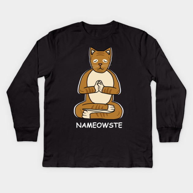 Nameowste Cat Meditation Yoga Cat Lover Namsate Kids Long Sleeve T-Shirt by logiamerch