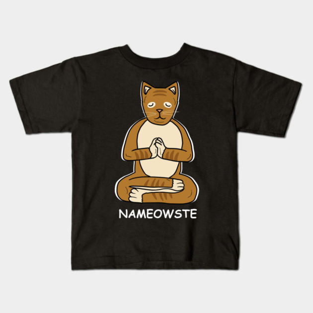 Nameowste Cat Meditation Yoga Cat Lover Namsate Kids T-Shirt by logiamerch