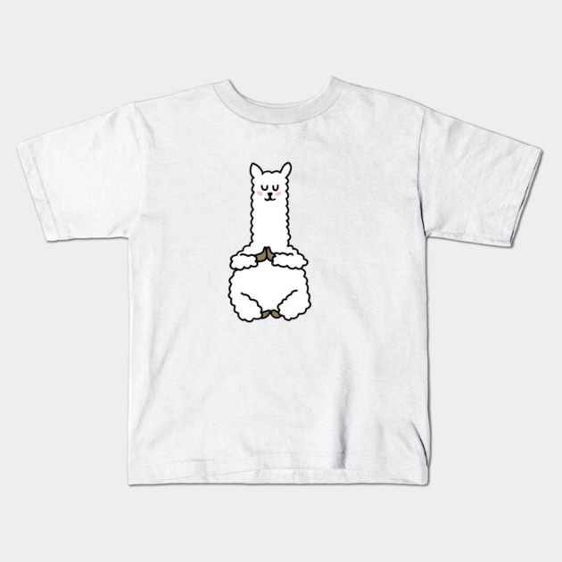Cute Llama Alpaca Meditation Namaste Yoga Kids T-Shirt by logiamerch