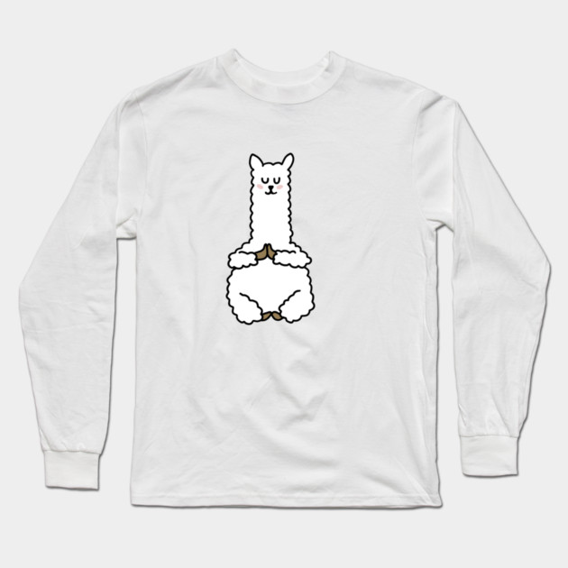 Cute Llama Alpaca Meditation Namaste Yoga Long Sleeve T-Shirt by logiamerch