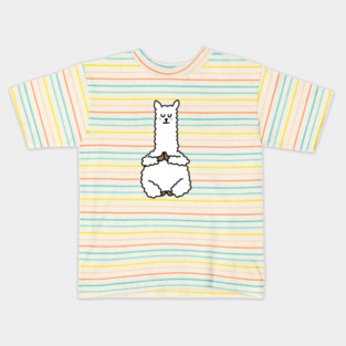 Cute Llama Alpaca Meditation Namaste Yoga Kids T-Shirt