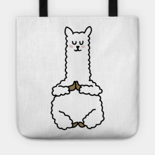 Cute Llama Alpaca Meditation Namaste Yoga Tote