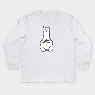 Cute Llama Alpaca Meditation Namaste Yoga Kids Long Sleeve T-Shirt