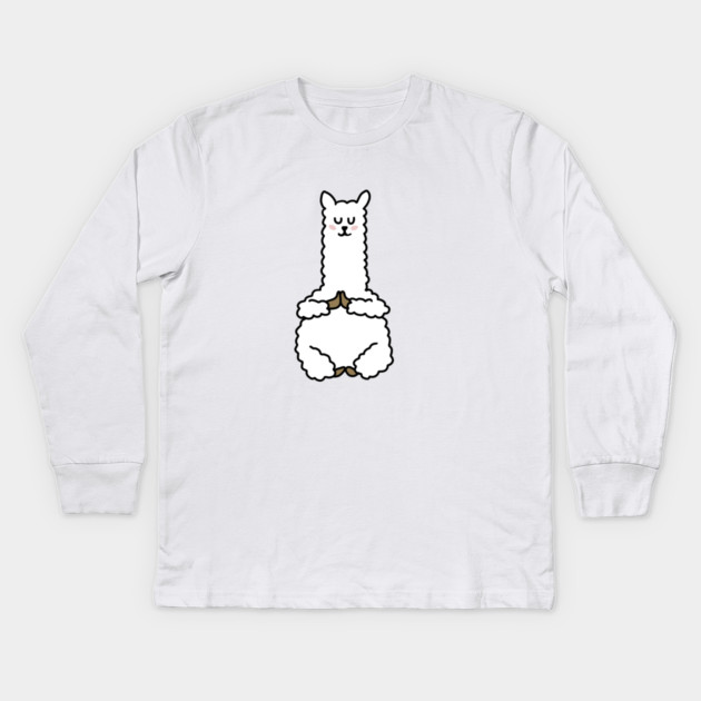 Cute Llama Alpaca Meditation Namaste Yoga Kids Long Sleeve T-Shirt by logiamerch