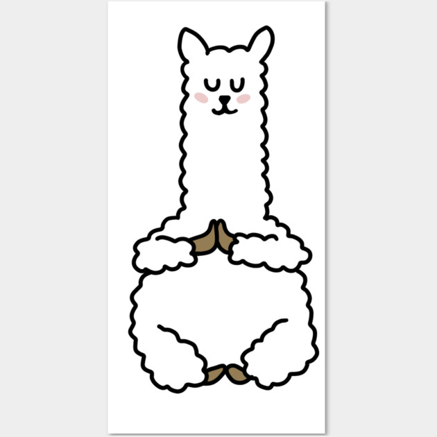 Cute Llama Alpaca Meditation Namaste Yoga Wall Art by logiamerch