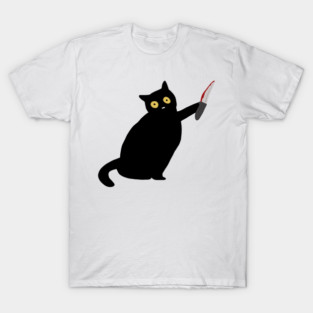 Funny Killer Black Cat Halloween T-Shirt