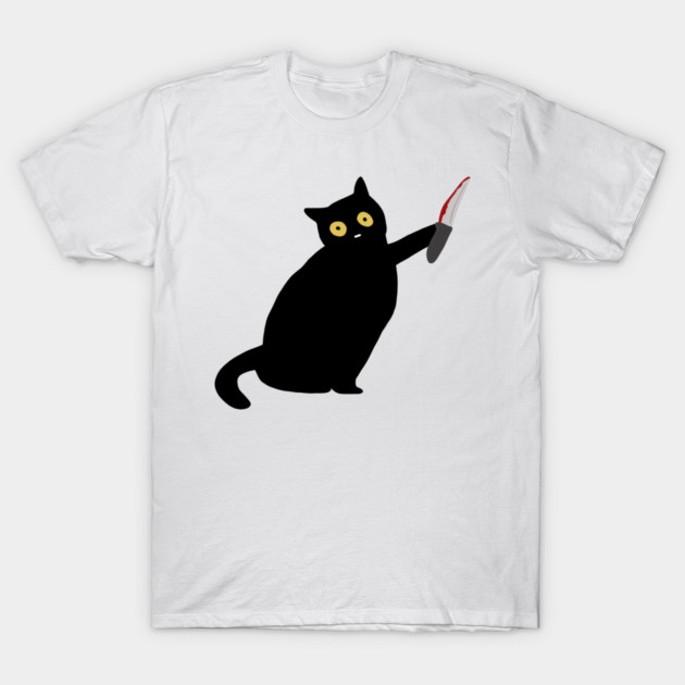 Funny Killer Black Cat Halloween T-Shirt by logiamerch