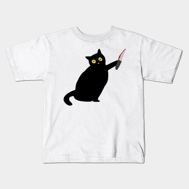 Funny Killer Black Cat Halloween Kids T-Shirt by logiamerch