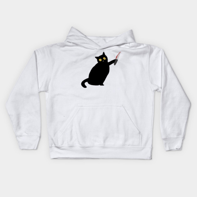 Funny Killer Black Cat Halloween Kids Hoodie by logiamerch