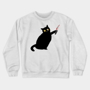 Funny Killer Black Cat Halloween Crewneck Sweatshirt