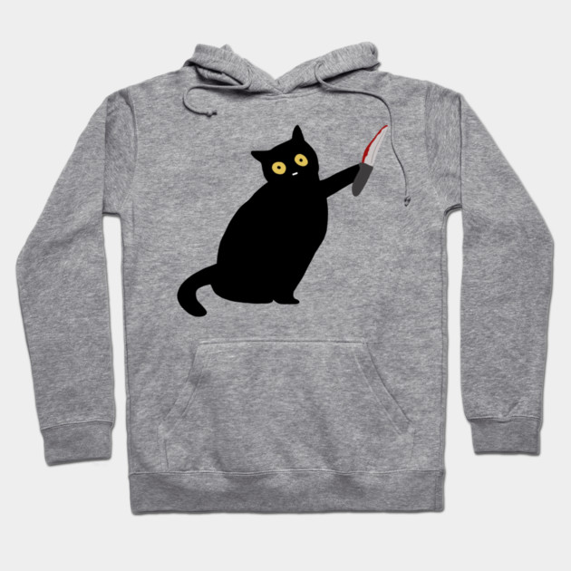 Funny Killer Black Cat Halloween Hoodie by logiamerch