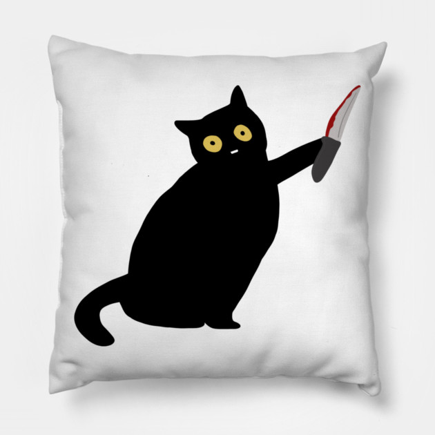 Funny Killer Black Cat Halloween Pillow by logiamerch