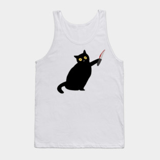 Funny Killer Black Cat Halloween Tank Top