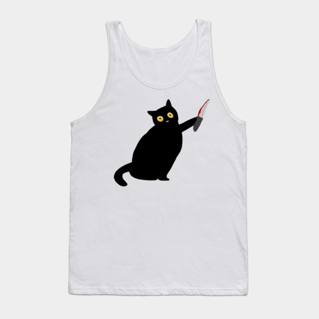 Funny Killer Black Cat Halloween Tank Top by logiamerch