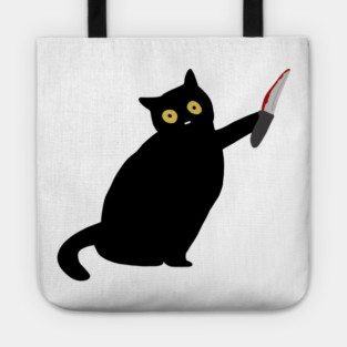 Funny Killer Black Cat Halloween Tote
