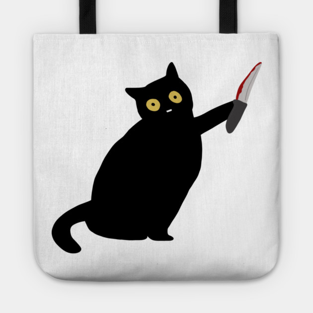 Funny Killer Black Cat Halloween Tote by logiamerch