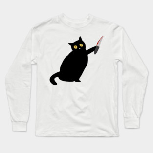 Funny Killer Black Cat Halloween Long Sleeve T-Shirt