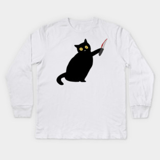Funny Killer Black Cat Halloween Kids Long Sleeve T-Shirt