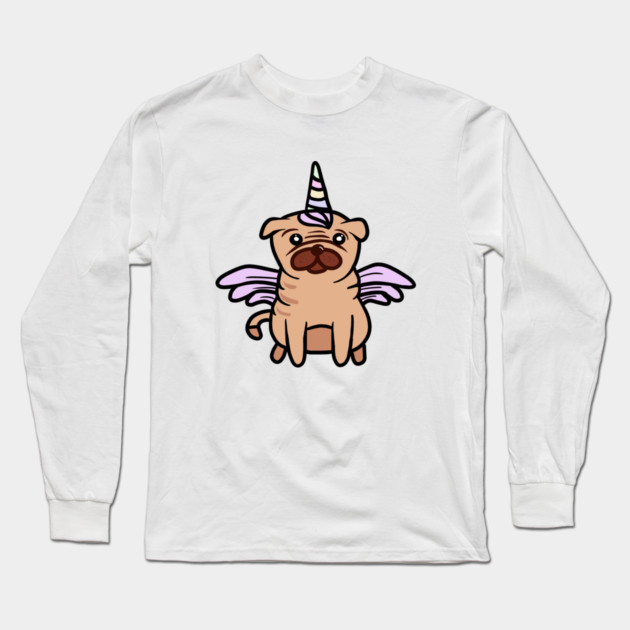 Cute Pug Unicorn Dog Lover Long Sleeve T-Shirt by logiamerch