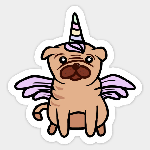 Cute Pug Unicorn Dog Lover Sticker by logiamerch
