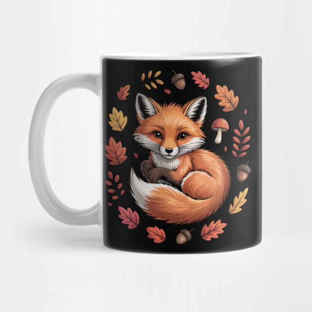 Red Fox Surrounded by Fall Leaves and Accorns by BirdsnStuff
