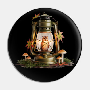 Autumn Owl in Vintage Lantern Pin